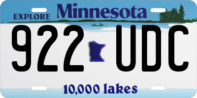 MN license plate 922UDC