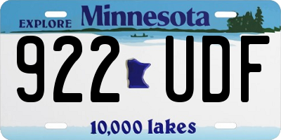 MN license plate 922UDF
