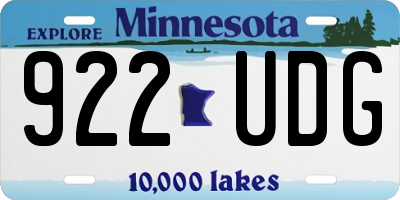MN license plate 922UDG