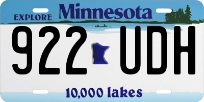 MN license plate 922UDH