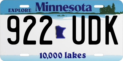 MN license plate 922UDK