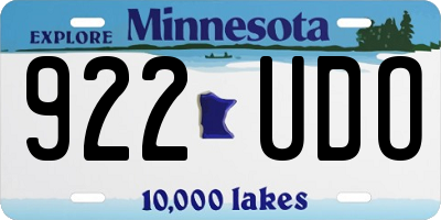 MN license plate 922UDO