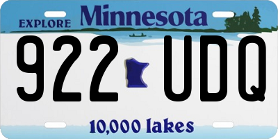 MN license plate 922UDQ