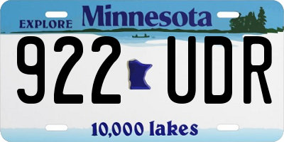 MN license plate 922UDR