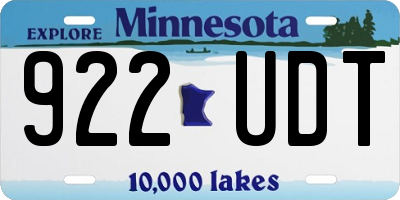 MN license plate 922UDT