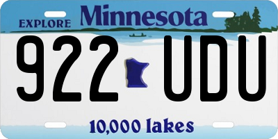 MN license plate 922UDU