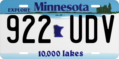 MN license plate 922UDV