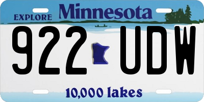 MN license plate 922UDW