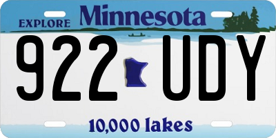 MN license plate 922UDY