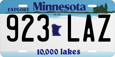 MN license plate 923LAZ