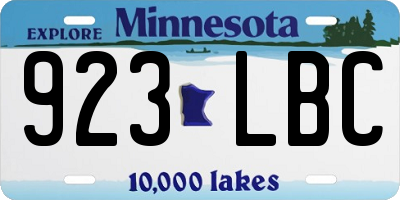 MN license plate 923LBC