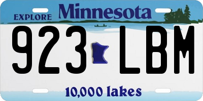MN license plate 923LBM
