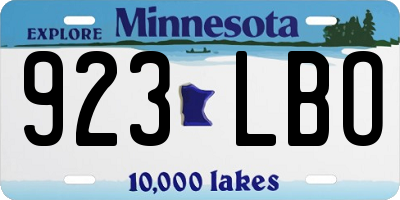 MN license plate 923LBO
