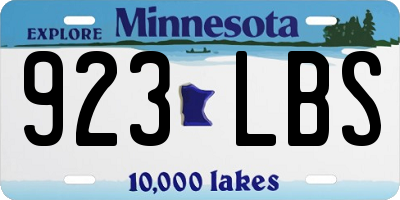 MN license plate 923LBS