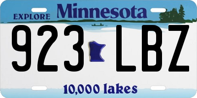 MN license plate 923LBZ