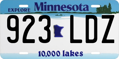 MN license plate 923LDZ
