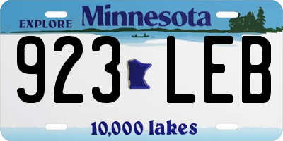 MN license plate 923LEB