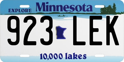 MN license plate 923LEK