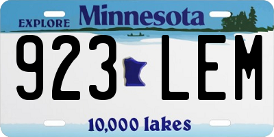 MN license plate 923LEM