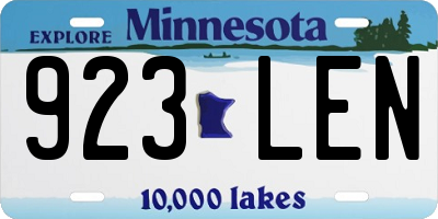 MN license plate 923LEN
