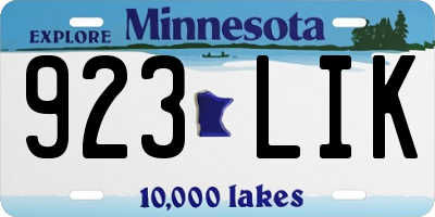 MN license plate 923LIK