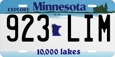 MN license plate 923LIM
