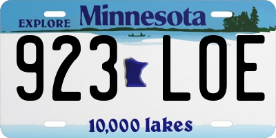 MN license plate 923LOE