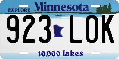 MN license plate 923LOK
