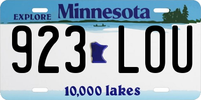 MN license plate 923LOU