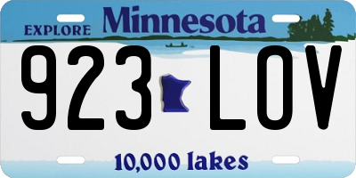 MN license plate 923LOV