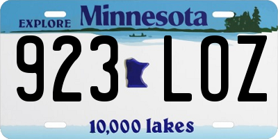 MN license plate 923LOZ