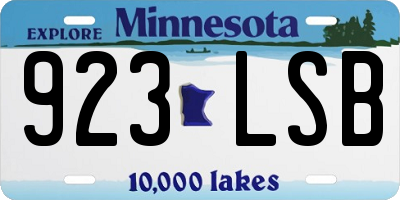 MN license plate 923LSB