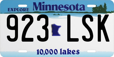 MN license plate 923LSK
