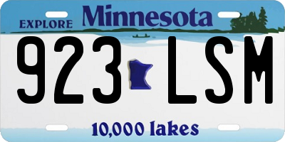 MN license plate 923LSM
