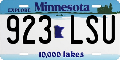 MN license plate 923LSU