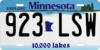 MN license plate 923LSW