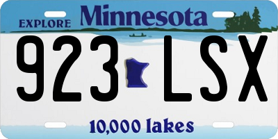 MN license plate 923LSX