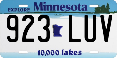 MN license plate 923LUV