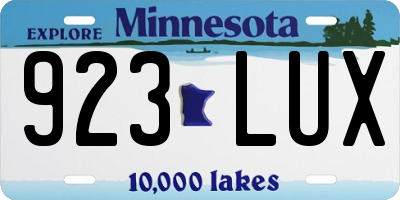 MN license plate 923LUX