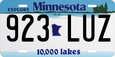 MN license plate 923LUZ