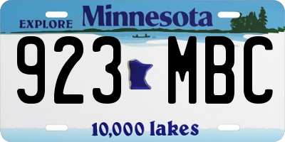 MN license plate 923MBC