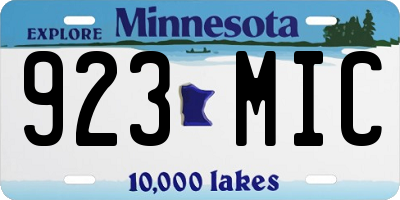 MN license plate 923MIC