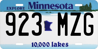 MN license plate 923MZG