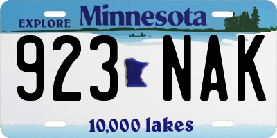 MN license plate 923NAK