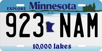 MN license plate 923NAM