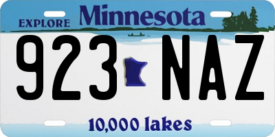 MN license plate 923NAZ