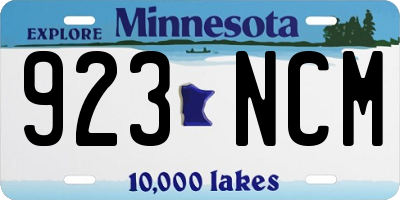 MN license plate 923NCM