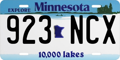 MN license plate 923NCX