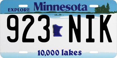 MN license plate 923NIK