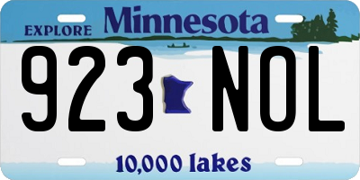 MN license plate 923NOL
